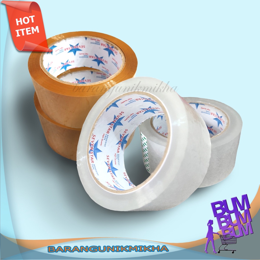 Lakban Coklat / Bening Adhesive Tape  Selotip / Isolasi Packing 90 yard 2inch - BUM