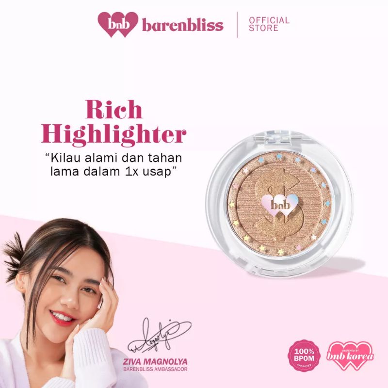 BNB barenbliss Highlight! Rich Girl in Area Kosmetik Korea Face Highlighter Powder Make Up Pigmented
