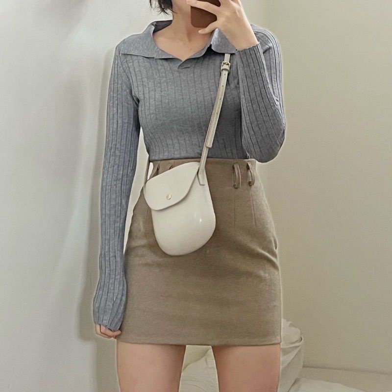 POLO KNIT / ALENA LONG SLEEVE / ATASAN RAJUT WANITA KOREA