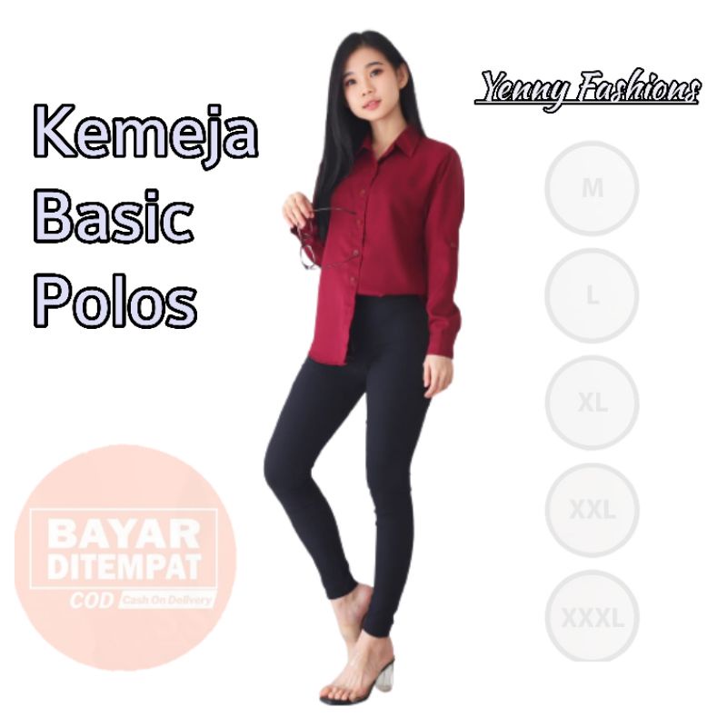 Kemeja Wanita Casual Lengan Panjang Polos Premium By Azka