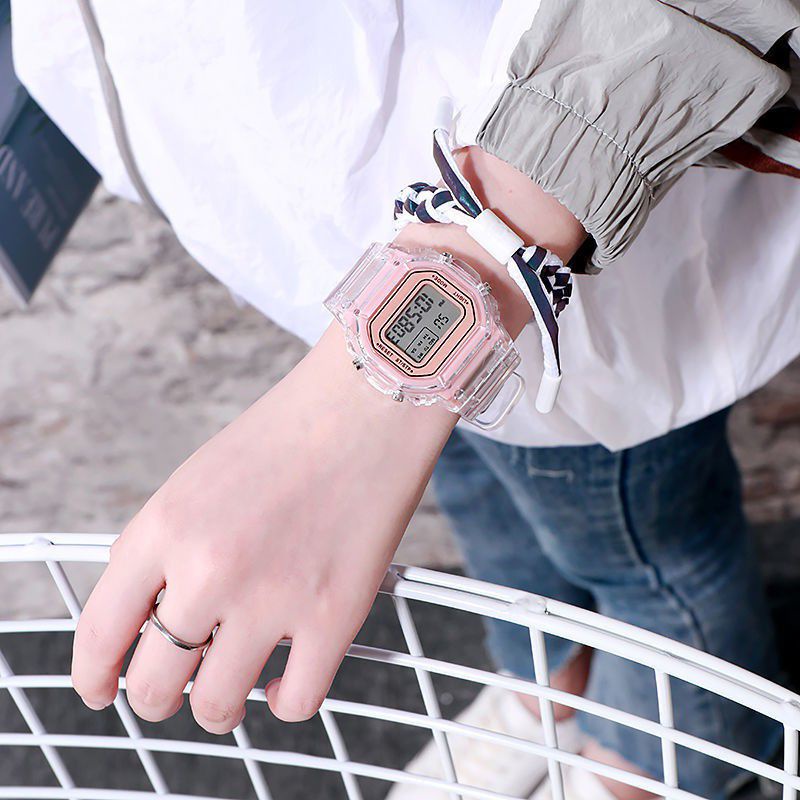 Jam Tangan Wanitq Digital Trasparan Dial Couples Watch Korea