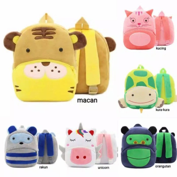 Tas Ransel Sekolah Boneka Anak Balita Karakter Hewan Laki Laki Perempuan A16 B10 O3S2 Model Terbaru 