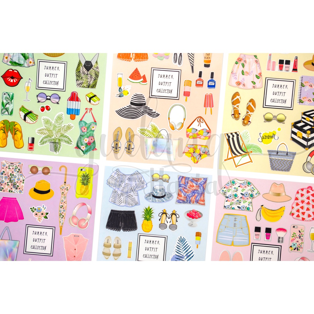 Stiker Summer Ootd Sticker Motif Unik Murmer Lucu Gemoy DIY Scrapbook GH 303422