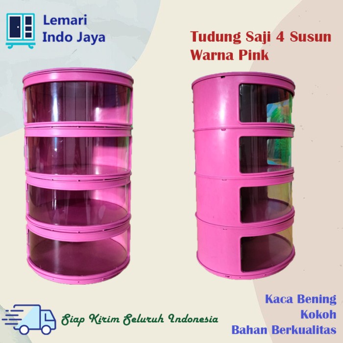 Tudung Saji 4 Susun Tempat Makanan Tingkat Kokoh Merah, Putih, Pink Tr0199