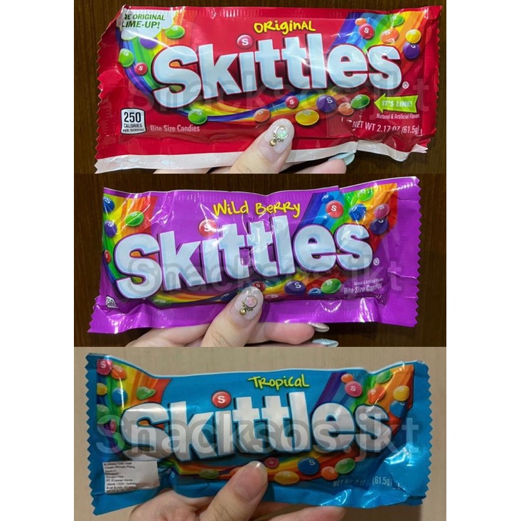 

Skittles Candy Tropical / Skittles Wild Berry / Skittles - Permen Candies Usa