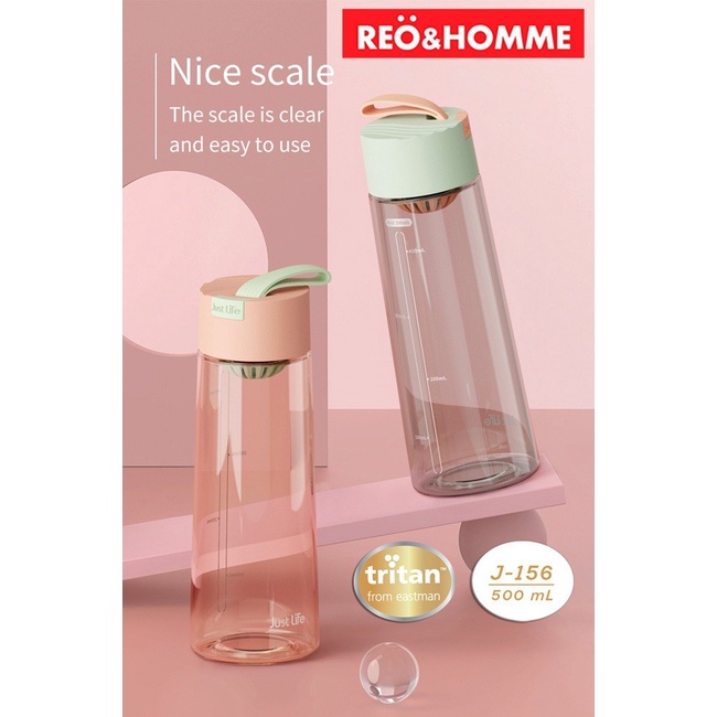 REO&HOMME BOTOL MINUM PLASTIK TRITAN 500ML INFUSED WATER BOTTLE J-156 TERBARU