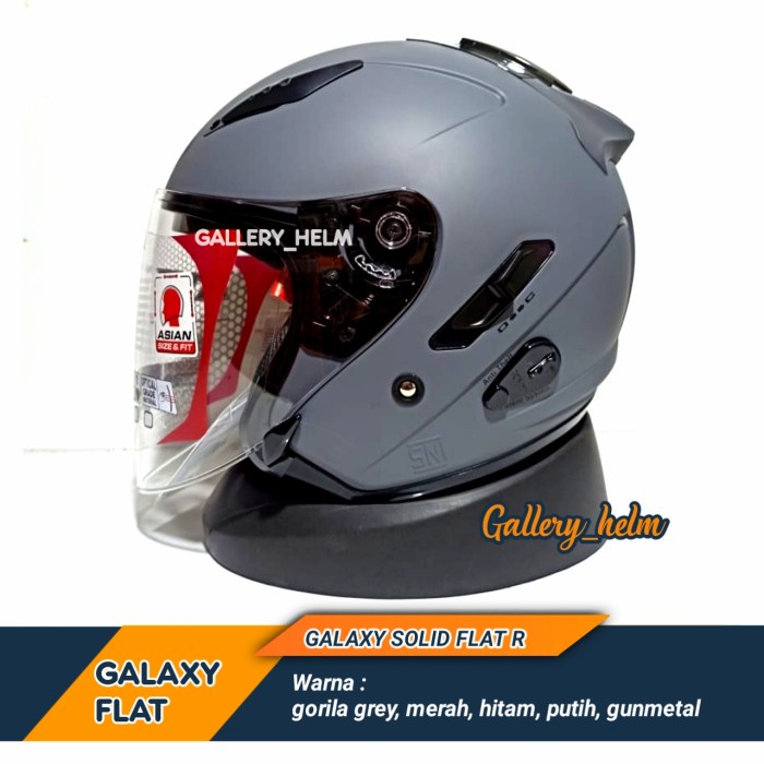 Terlaris Helm Kyt Galaxy Gorila Grey Flat R Helm Kyt Visor Flat Grey Doff
