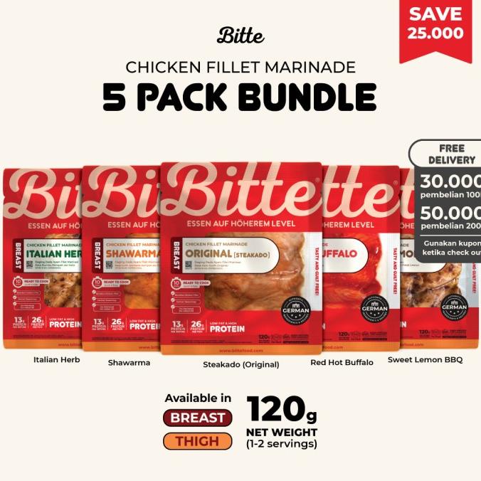 

Promo 5 PACK BUNDLE Chicken Fillet Marinade / Ayam Marinasi 120g - Bitte