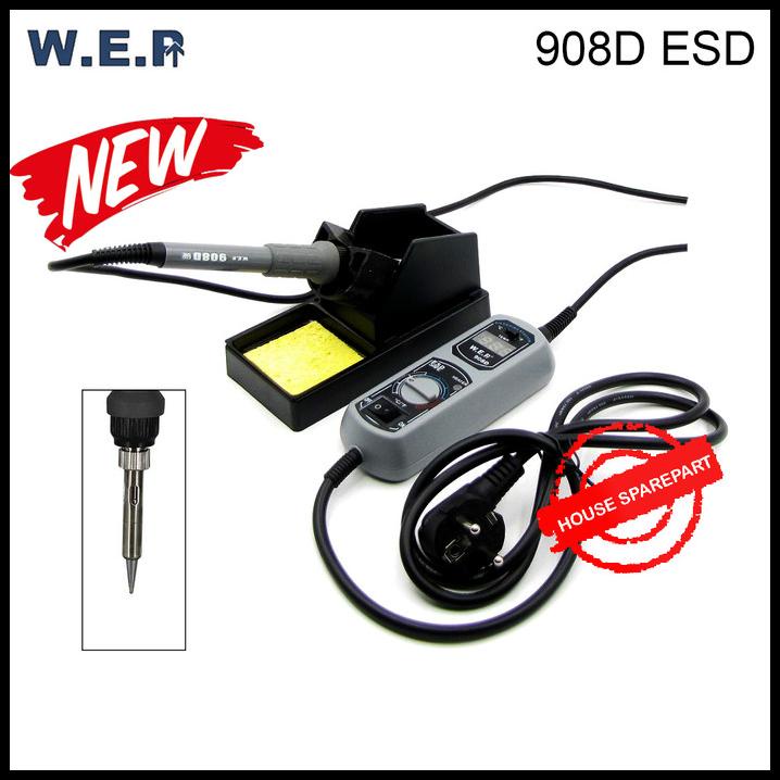 Wep 908D Led Digital Display Stasiun Solder Besi Solder + Dudukan Busa