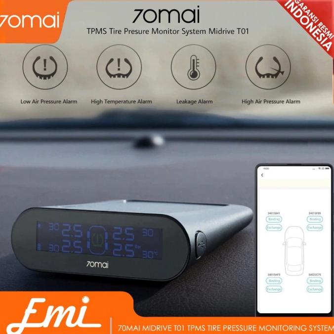 70Mai Midrive T02 Monitoring Tekanan Ban Mobil Wireless Real Time Tpms