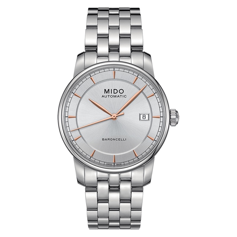 Jam Tangan Pria MIDO Baroncelli M8600.4.10.1 Automatic Silver Dial Stainless Steel Strap