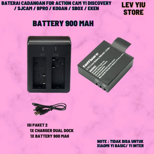 BATERAI YI DISCOVERY ACTION CAMERA DUAL DOCK CHARGER BPRO KOGAN SBOX
