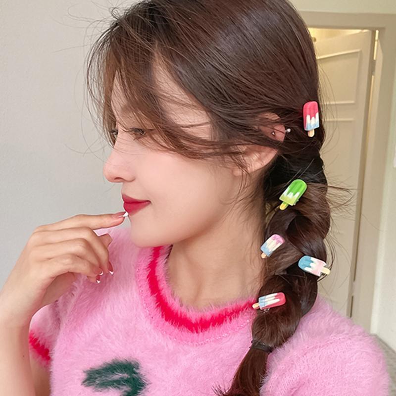 【Bayar di tempat】Jepit Rambut Korea Gaya Sederhana Wanita Manis Lucu colorful ice cream hair clip