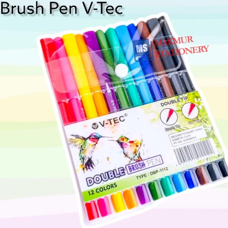 

Cuci Gudang Brush Pen 12 Warna V-Tec Dbp-1112 / Double Brushpen