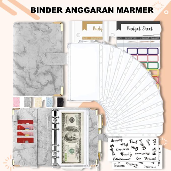

Bugdgeting Binder A6 Organizer Uang Cash Budget Envelope Zipper Bahan