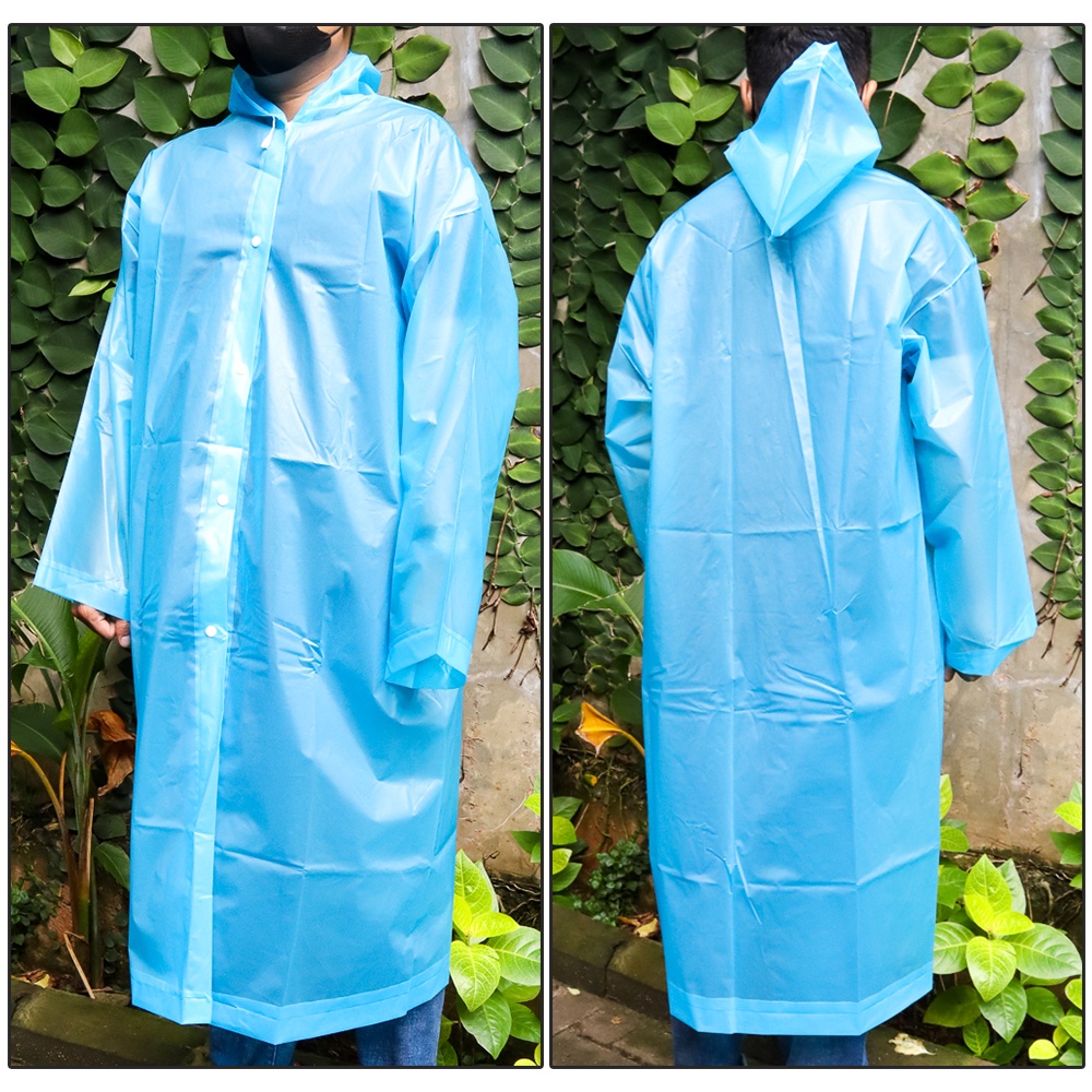 G8UI Rhodey Jas Hujan Portable Raincoat Poncho With HoodTy876Blue Or-i