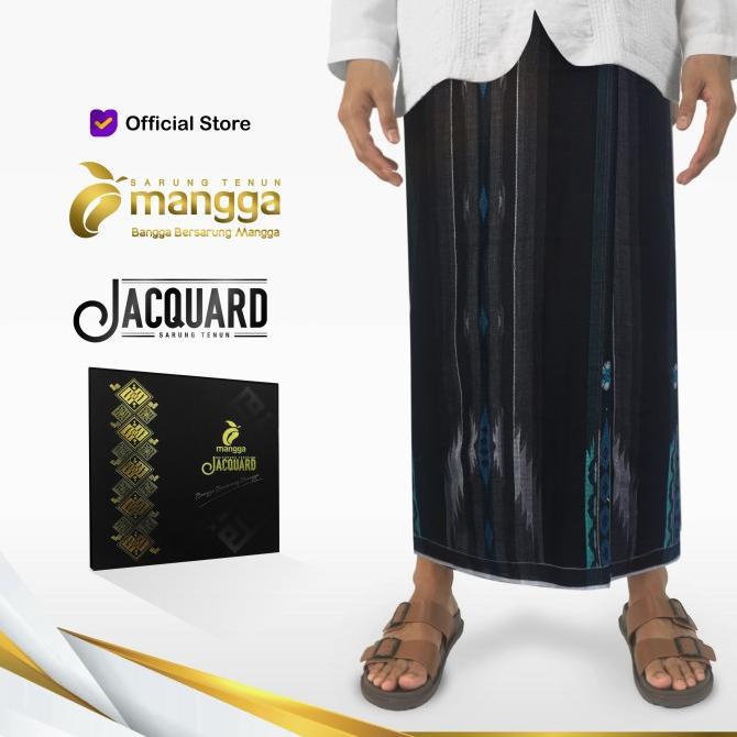 Sarung Mangga Jacquard Black Hitam Biru Turkis