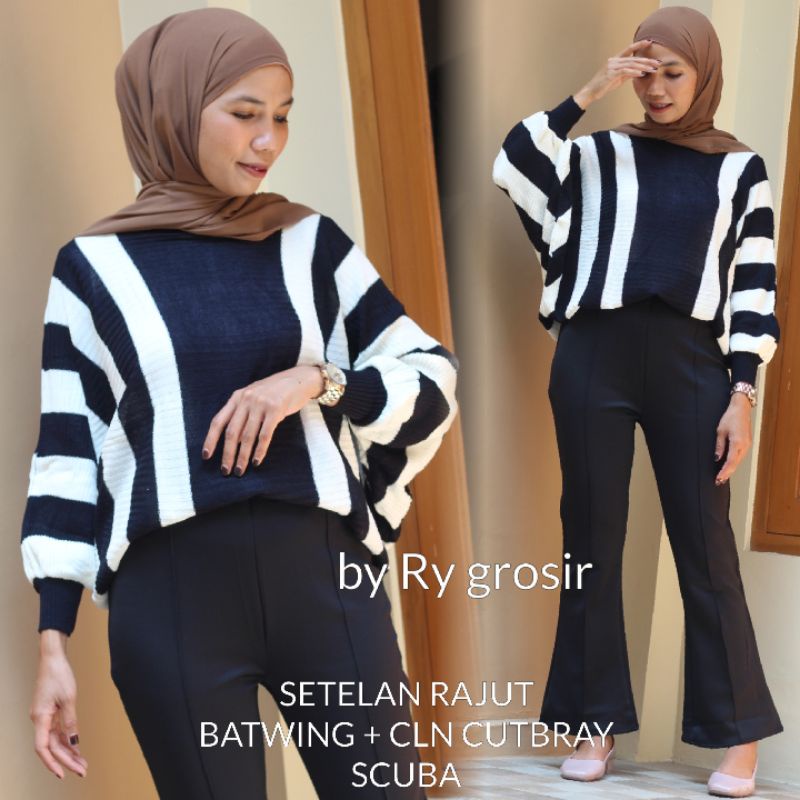 SETELAN RAJUT BATWING + CELANA CUTBRAY