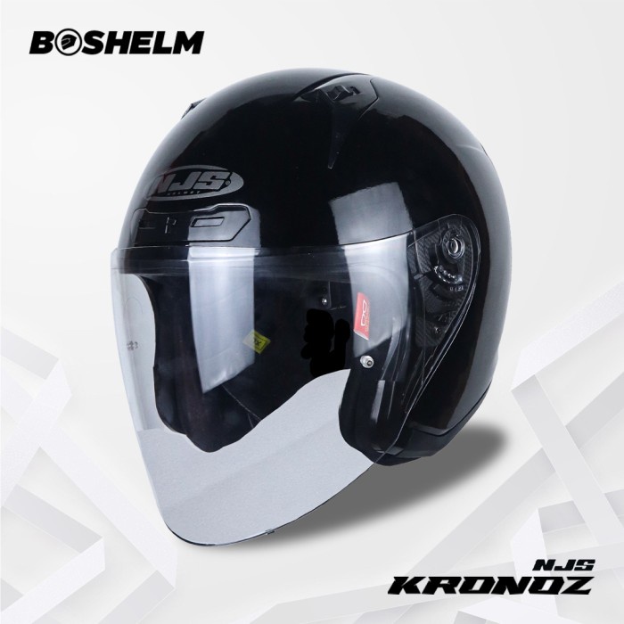 Terlaris Helm Njs Kronoz Hitam Glossy Helm Half Face Sni