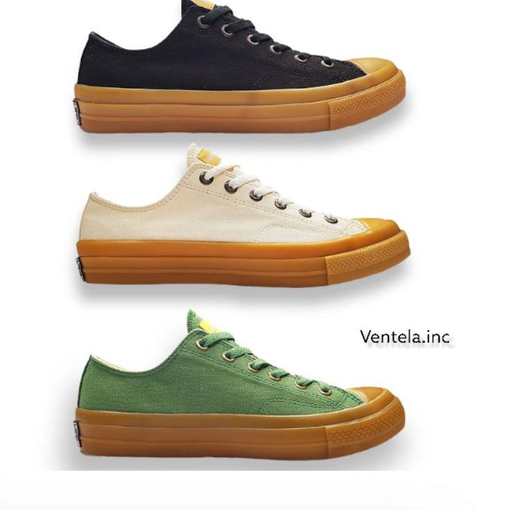 Promo Sekarang Ventela 70s low black gum white & army green