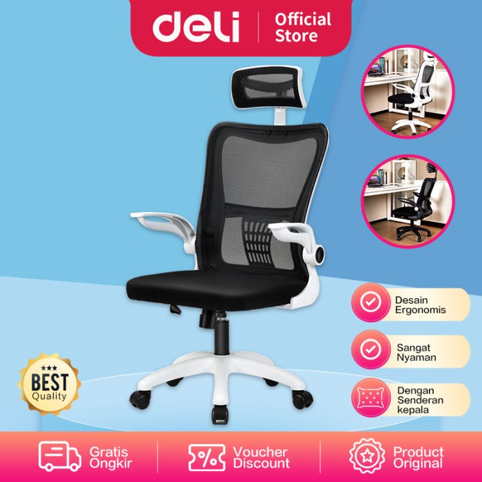 Terlaris Deli Kursi Kantor / Kursi Kerja Jaring Dengan Senderan Kepala E492X