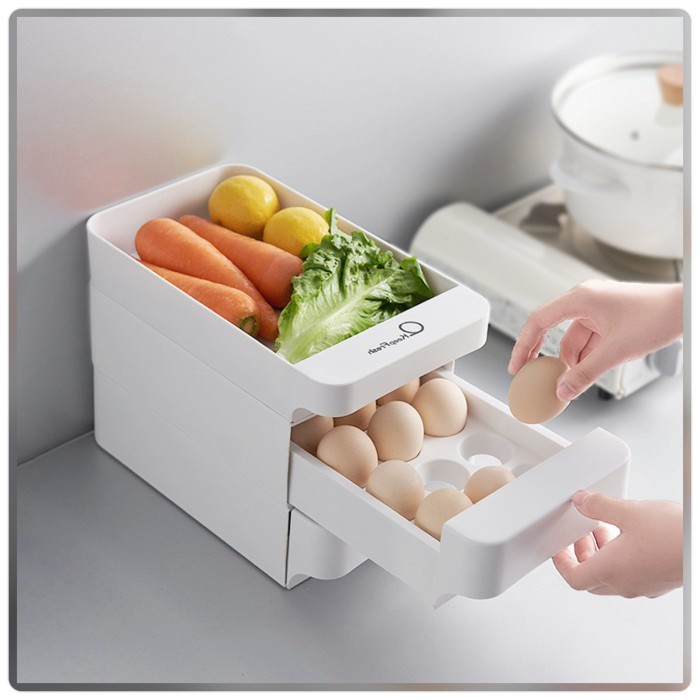 Boxe Rak Telur 3 Susun Laci Kotak Telur 3 Tingkat Isi 45 Telur Egg Box Set