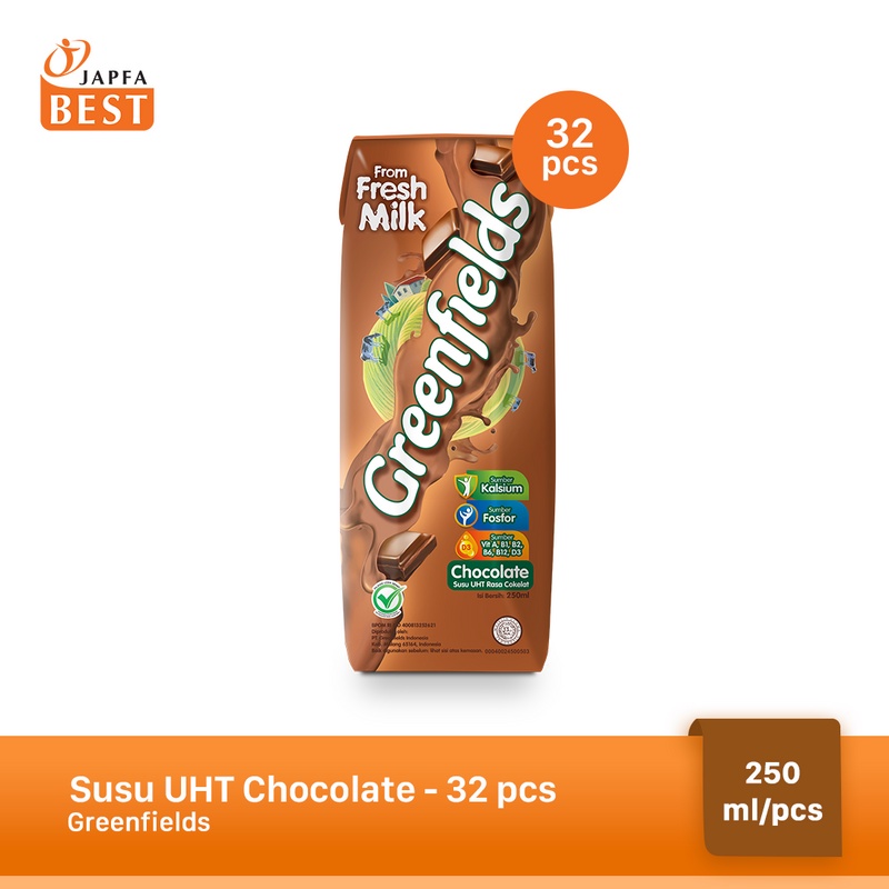 Susu UHT Chocolate Greenfields 250 ml - Isi 32 pcs