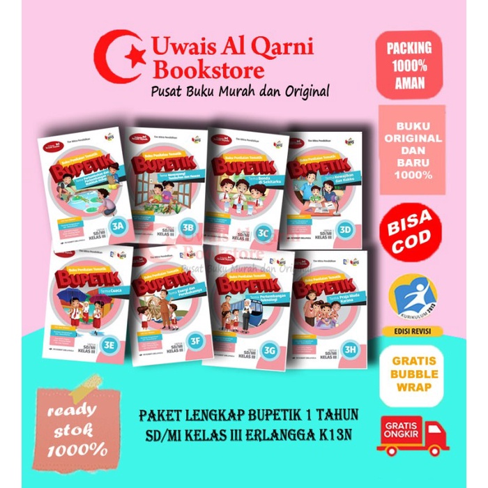 Must Have Paket 1 Tahun Bupetik Kelas Iii Sd/Mi K13N Bupetik 3A-3H Erlangga Terlaris
