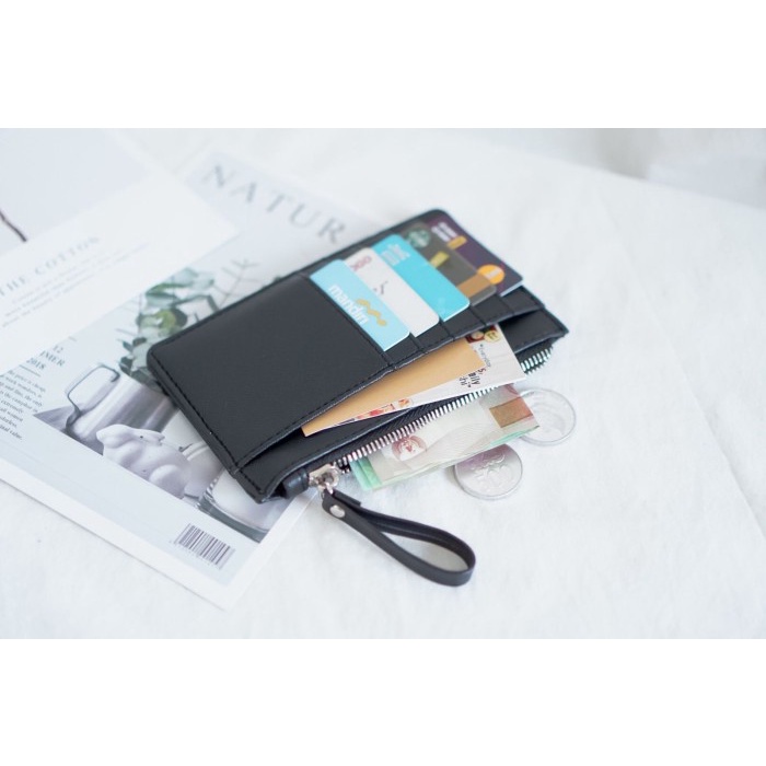 dompet CARD HOLDER KULIT / DOMPET KARTU ATM ZIPPER PRIA WANITA 10 SLOT -MIRAE - BLACK(G8N0) dompet p