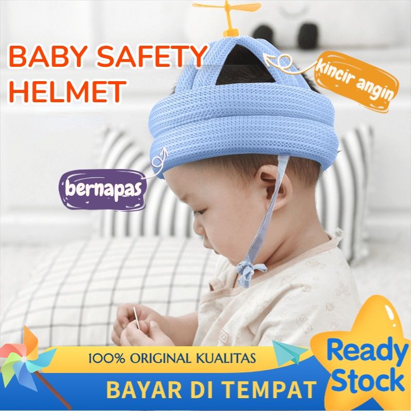 topi pelindung kepala bayi motif baling-baling