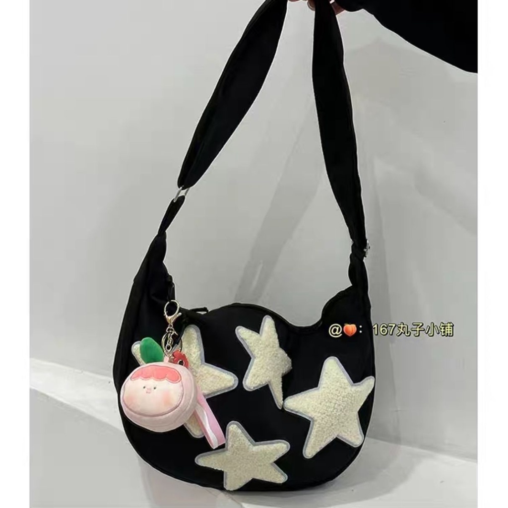 ┇✕❡Sera Niche Desain Star Messenger Tas Wanita S All-Match Gaya Versi Korea Jepang All-Match Siswa Sekolah Tas kuliah Gaya