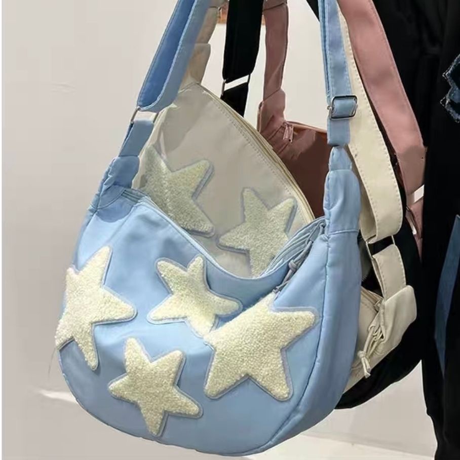 ✇❣✆Sera Niche Desain Star Messenger Tas Wanita S All-Match Gaya Versi Korea Jepang All-Match Siswa Sekolah Tas kuliah Gaya