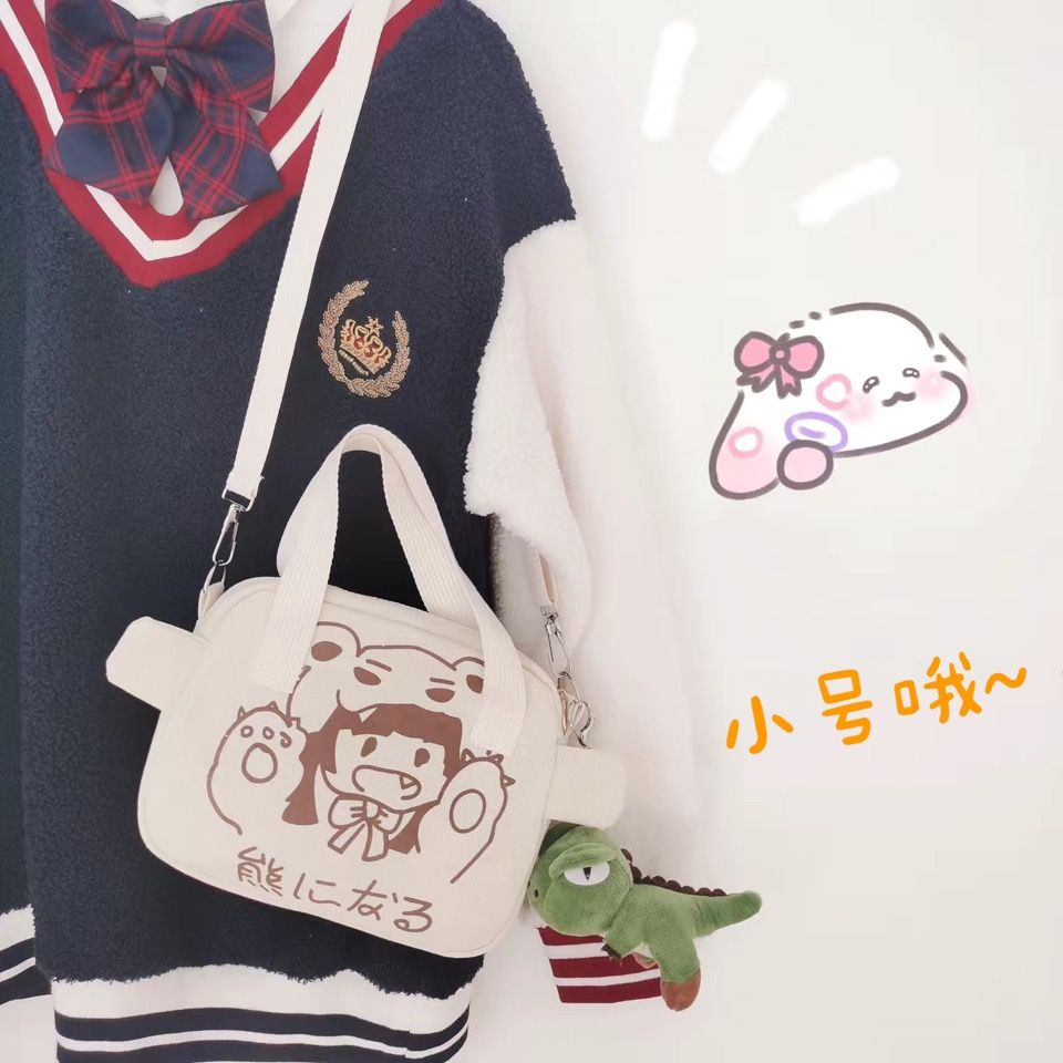 ✸✿❉Sera  Toko Harajuku Jepang Cute Vintage Gadis Tas Bahu Retro Korea Kapasitas Besar Siswa Tas Kanvas