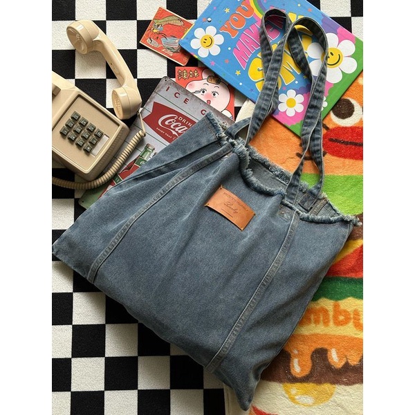 ❍Sera  Versi Korea Musim Semi dan Musim Panas All-Match Kapasitas Besar Denim Tas Bahu Wanita Komuter Tas Siswa Jepang tas Kelas Tas Retro