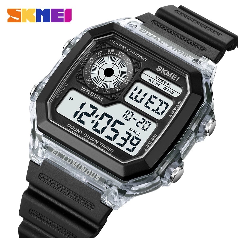 Jam Tangan Cowok SKMEI 1998 Wanita Digital Chronograph Sport Watch Dual Time Anti Air Tali Rubber WA