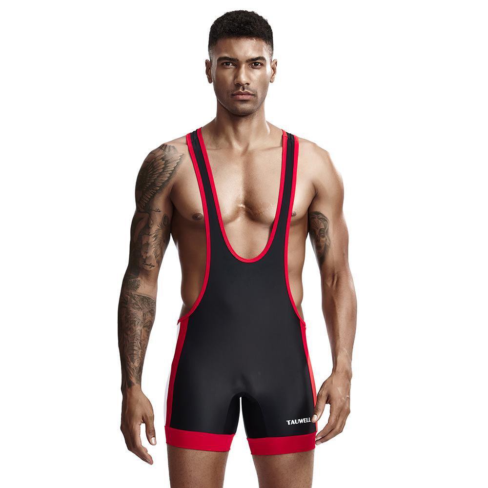 TAUWELL Men Bodysuit Leotard Wrestling Singlet Fitness Workout Undershirts Bodybuilding Jumpsuit Sho