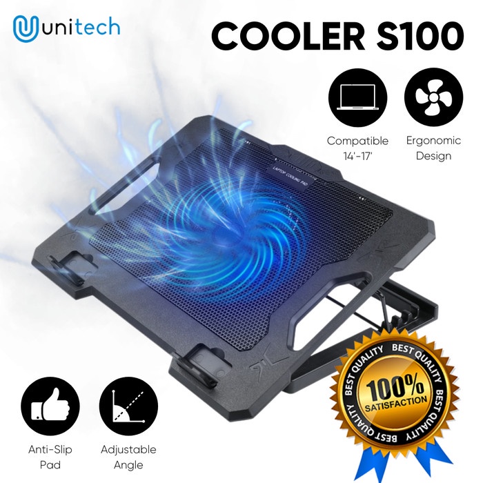 Cooling Cooling Pad Cooler Laptop Unitech S100 Big Fan Up To 17Inch