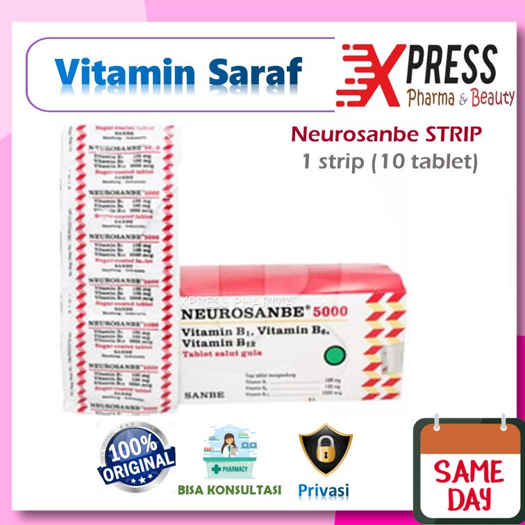 XPRESS  Neurosanbe 5000 STRIP isi 10 Tablet Obat Vitamin Komplek Komplex Neurobion Complek Complex B