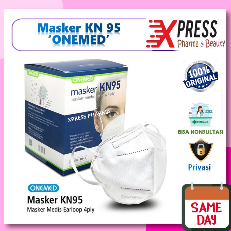 XPRESS  Masker KN 95 Onemed bestmed 4 ply isi 20 pcs Putih Hitam