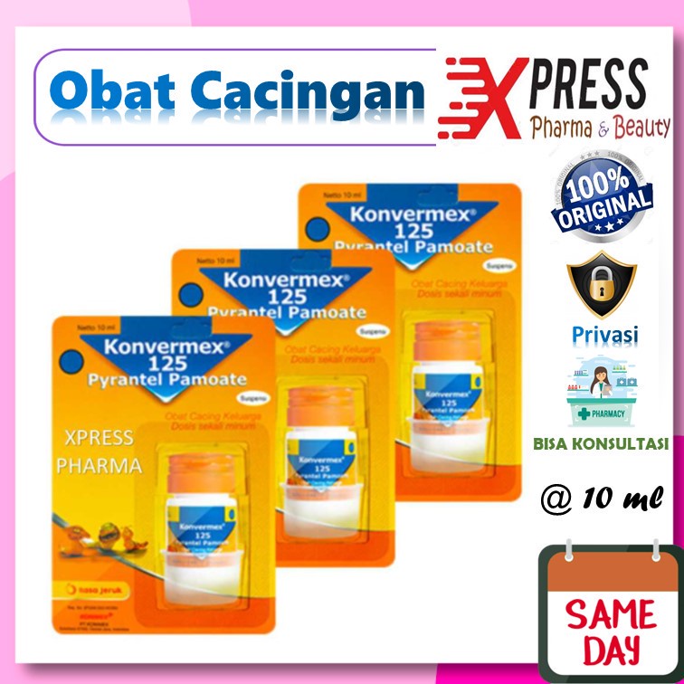 XPRESS  Konvermex 125 obat Cacing Cacingan Pirantel pamoat Combantrin Pyrantel Konvermek