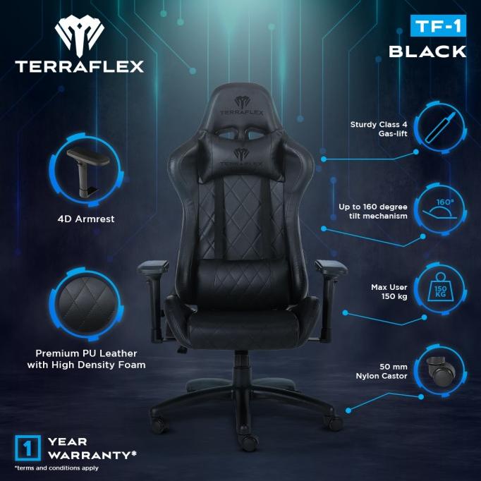 Terraflex TF-1 Gaming Chair Kursi - Full Black