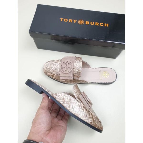 SEPATU TORY BURCH YC-2015-1041 BACKLESS LOAFER PATTERN SANDAL