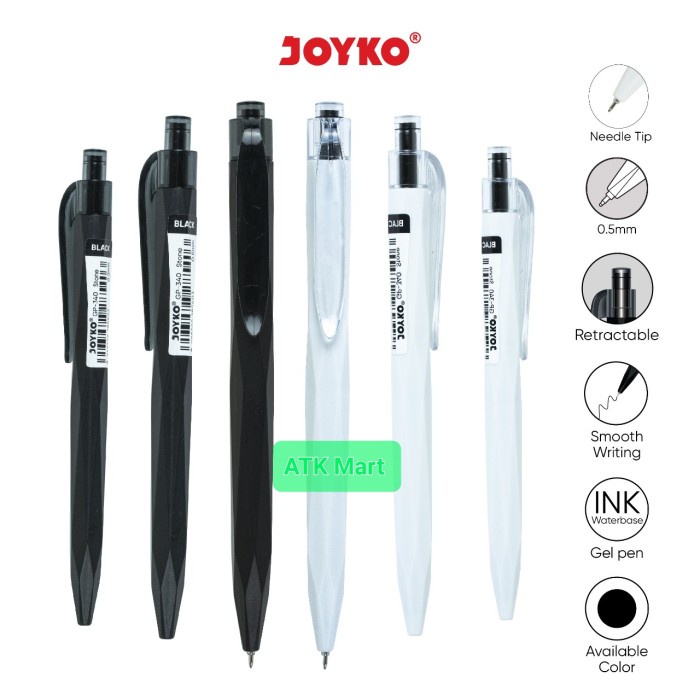 

TERBARU JOYKO PULPEN / GEL PEN GP-340 COVER WARNA PUTIH DAN HITAM [ PER LUSIN /ALAT TULIS