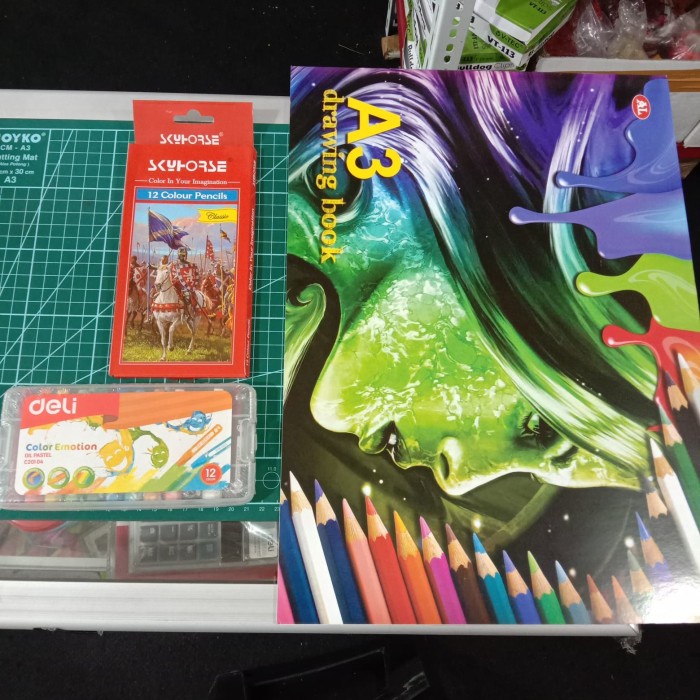 

TERMURAH Paket Menggambar (buku gambar A3+pensil warna+crayon) /ALAT TULIS AESTHETIC/ALAT TULIS
