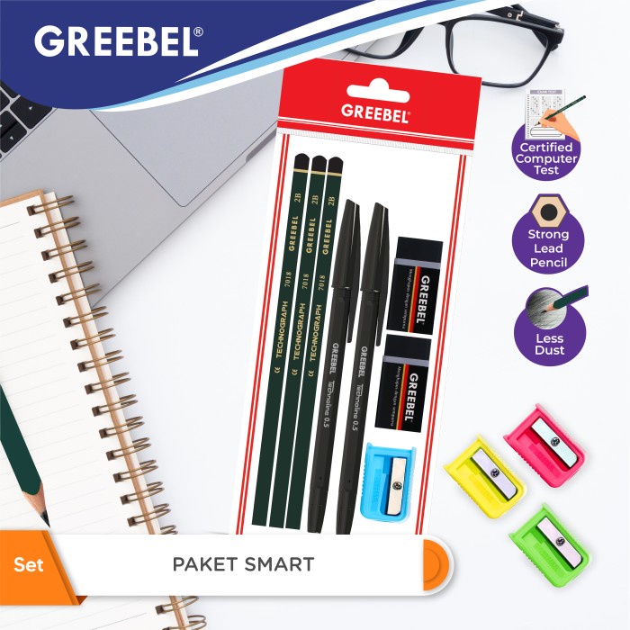 

BAYAR DITEMPAT GREEBEL Pensil 2B + Ballpen + Penghapus + Rautan (Paket Smart) /ALAT TULIS