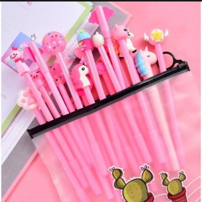

BISA COD Pulpen Karakter 1 Pak Isi 20 Bolpen Karakter Lucu free pouch /ALAT TULIS AESTHETIC/ALAT