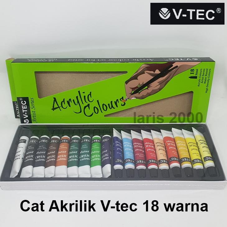 

Terbaru!! V-tec Cat Akrilik / Cat Acrylic Colour Paint Set 18 Warna Vtec Lukis Kanvas 35100