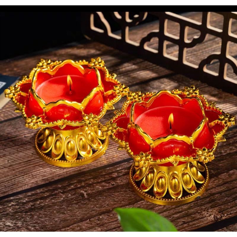 Lilin Teratai Merah Lilin Lianhua Merah Lilin Puja Sembahyang Waisak