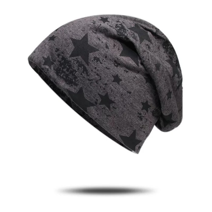 Topi Topi Kupluk Tipis Beanie Hat Dewasa Pria Wanita Kupluk Bintang 2 - Dark Grey Terbaru Premium Bi