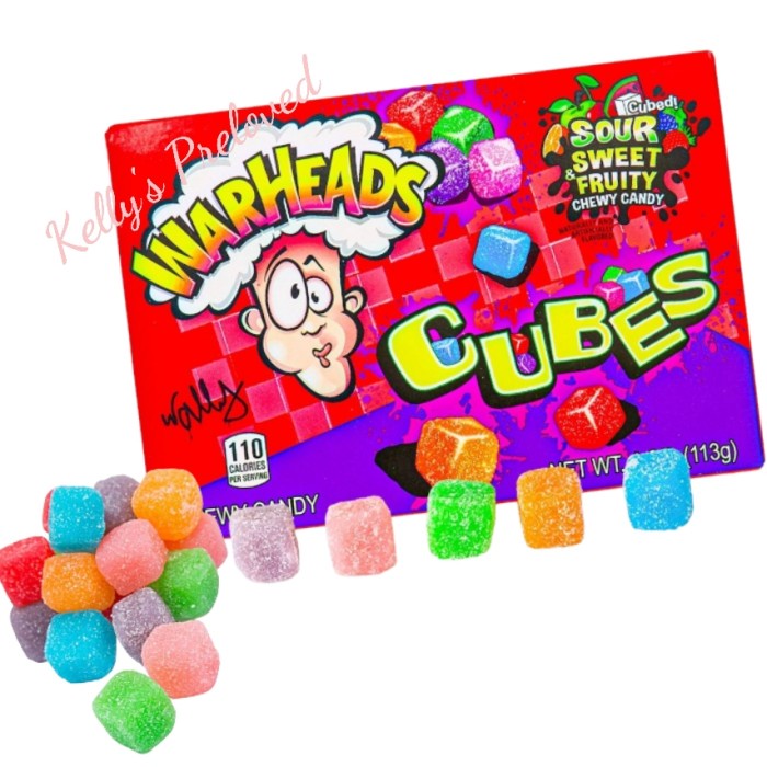 

WARHEADS SOUR CUBES CHEWY CANDY 4 oz ( 113 gram )